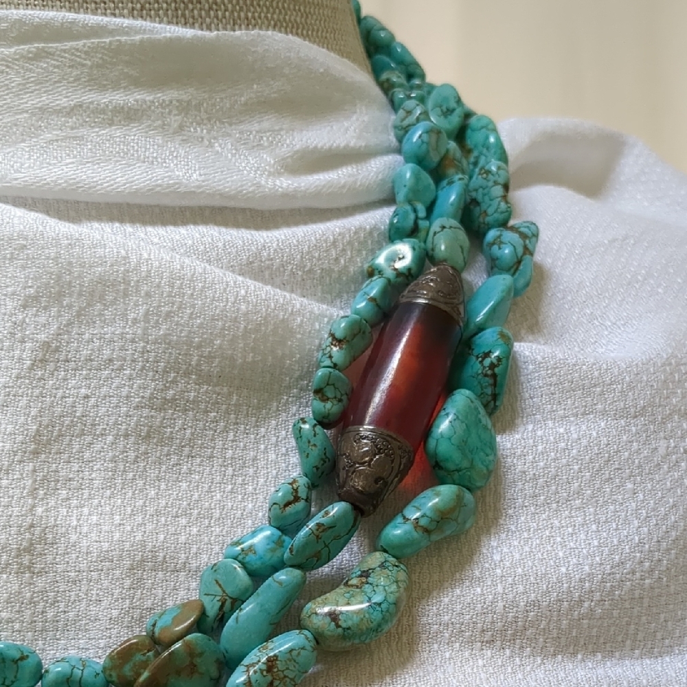 Peyote Bird Torquoise Beaded Necklace - Picture 2 of 6